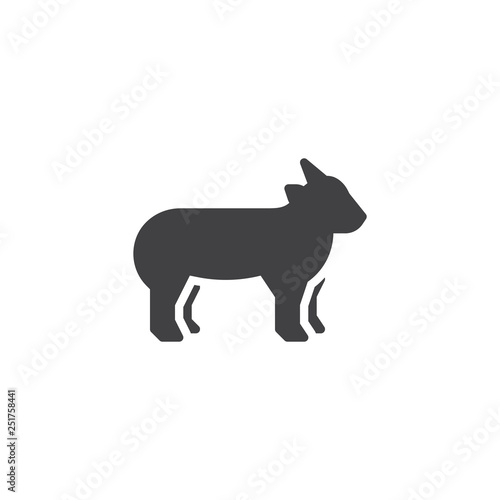 Goatling side view vector icon. filled flat sign for mobile concept and web design. Goat standing glyph icon. Farm animal symbol, logo illustration. Pixel perfect vector graphics