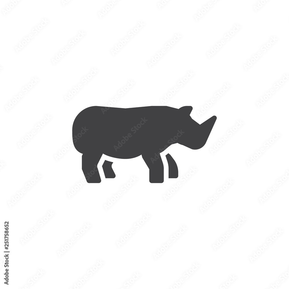 Rhino side view vector icon. filled flat sign for mobile concept and web design. Rhinoceros glyph icon. Wild animal symbol, logo illustration. Pixel perfect vector graphics Rhino side view vector icon. filled flat sign for mobile concept and web design. Rhinoceros glyph icon. Wild animal symbol, logo illustration. Pixel perfect vector graphics