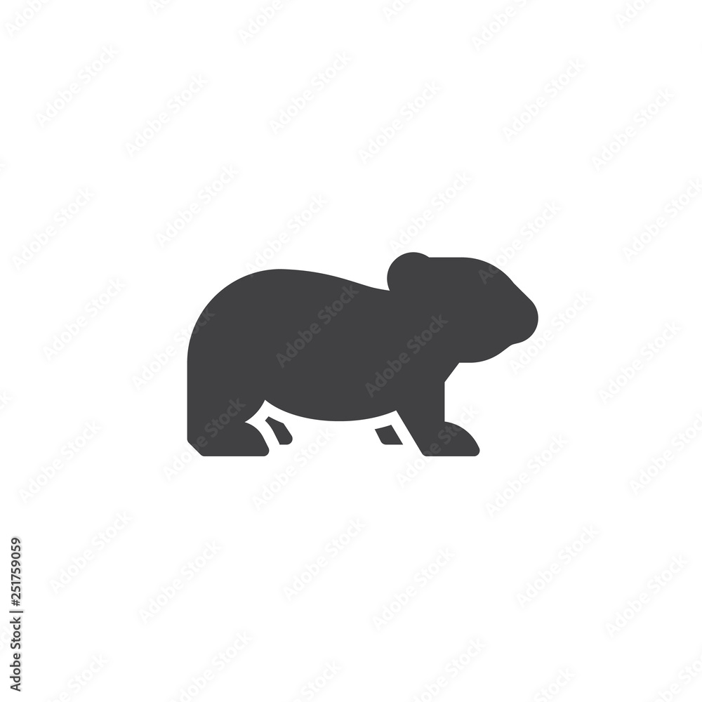 Rodent side view vector icon. filled flat sign for mobile concept and web design. Gnawing mammal glyph icon. Animal symbol, logo illustration. Pixel perfect vector graphics