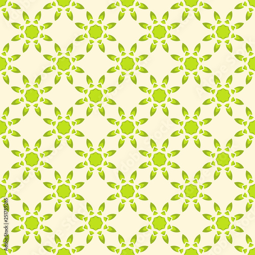 Abstract flower seamless pattern. Green color.