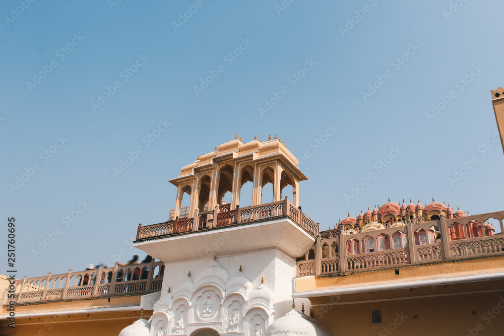 Inside of the Hawa Mahal or The palace of winds at Jaipur India. It is constructed of red and pink sandston