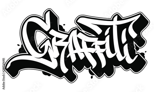 Graffiti vector word in readable graffiti style. Only black line isolated on white background.