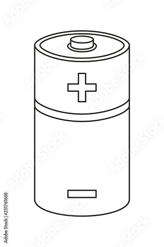 Line art black and white D type battery