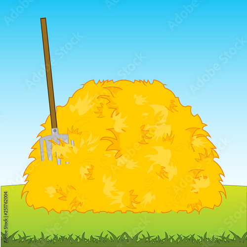 Stack dry network and pitchfork on glade