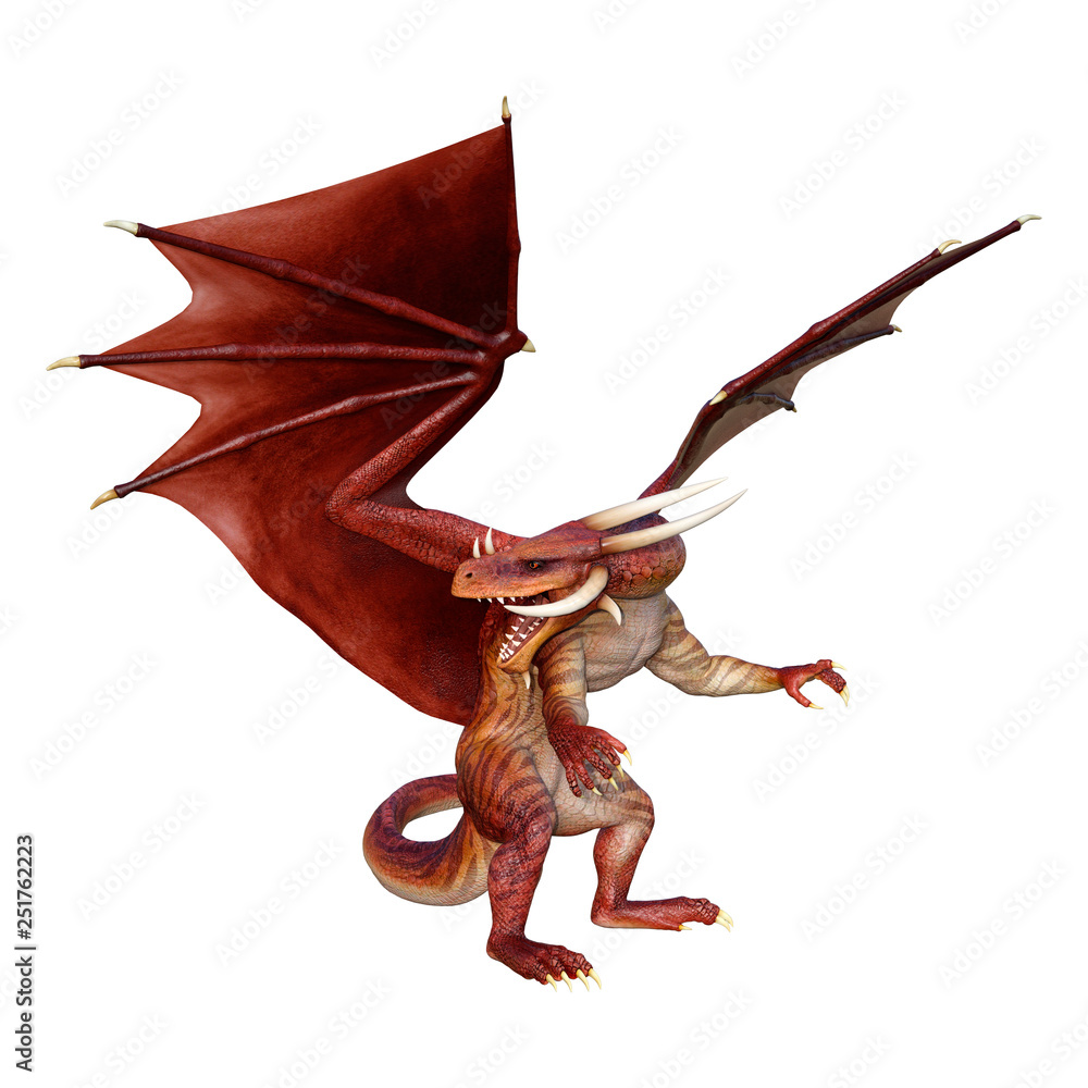 3D Rendering Fairy Tale Dragon on White 3D Rendering Fairy Tale Dragon on White