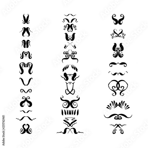 Set of hand-drawn decorative elements. vector black and white illustration