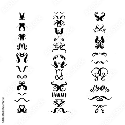 Set of hand-drawn decorative elements. vector black and white illustration © YULIIA