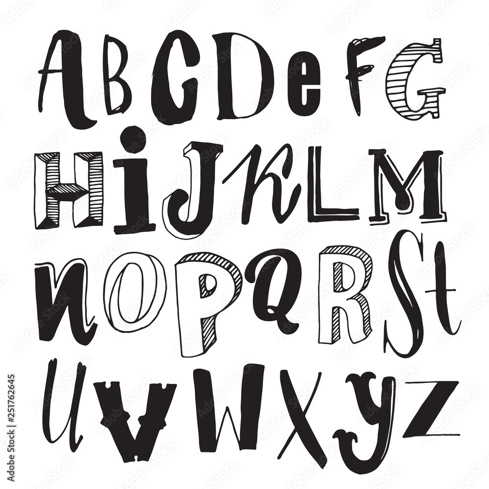 Vector hand drawn funky decorative font for your design. Vector hand drawn funky decorative font for your design.
