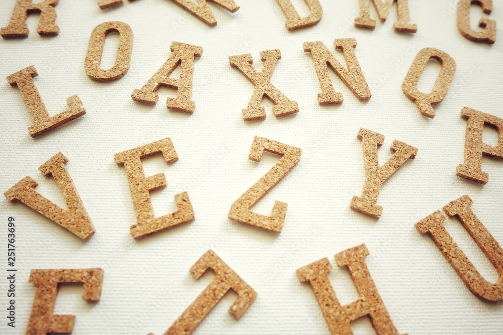 Wooden English alphabet on white background Wooden English alphabet on white background