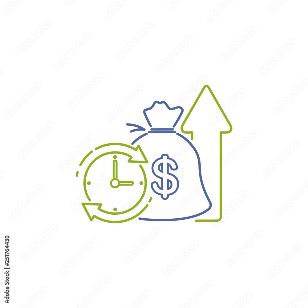Fast financial growth. Vector linear icon. Fast financial growth. Vector linear icon.
