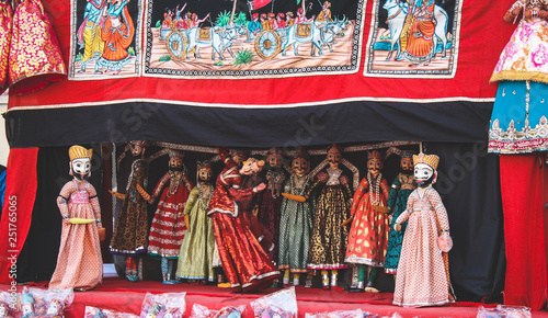 Puppet show outside the city palace at Jaipur, India photo