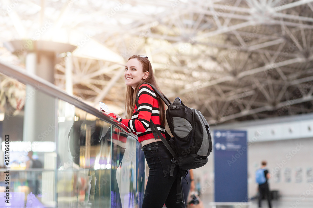 Young joyful young girl student with a backpack Young joyful young girl student with a backpack