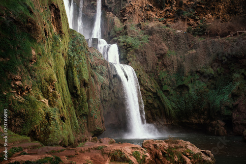 Beautiful waterfalls called - Ouzoud in Morocco. Ouzoud Falls in Africa. Landscape