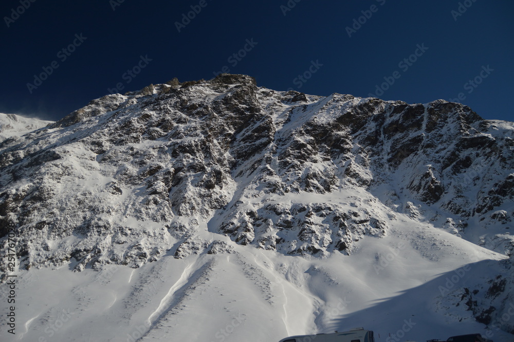 Beautiful Snowy Mountains Of Crete Of Bataillence In Aragnouet. Nature, Travel, Landscapes. December 29, 2014. Aragnouet, Midday-Pyrenees, France.