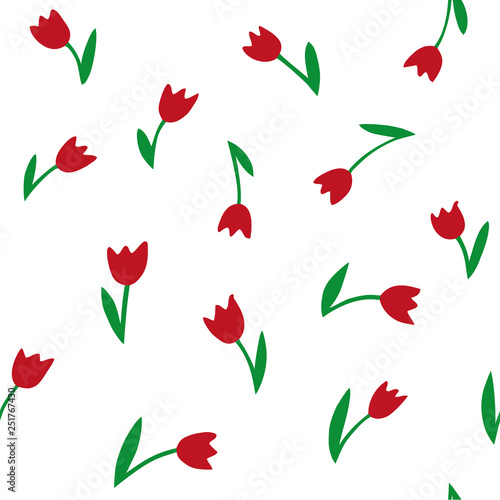 Tulips. Seamless vector pattern. Hand drawing texture