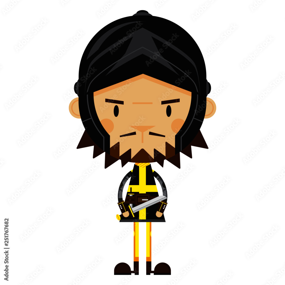 Fotografie Cute Cartoon Medieval Knight with Sword