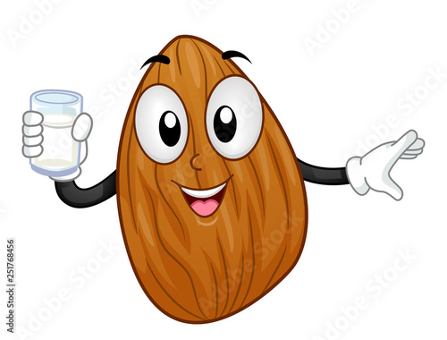 Mascot Almond Nut Milk Illustration