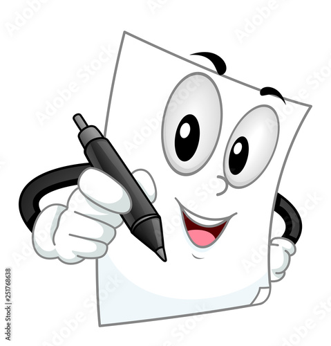 Mascot Paper Pen Sign Illus...