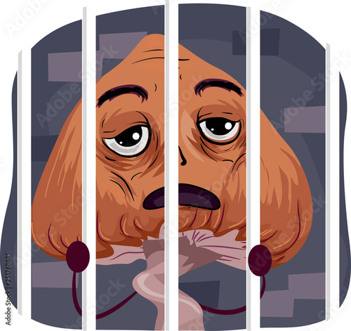 Mascot Psychedelic Mushroom Behind Bars
