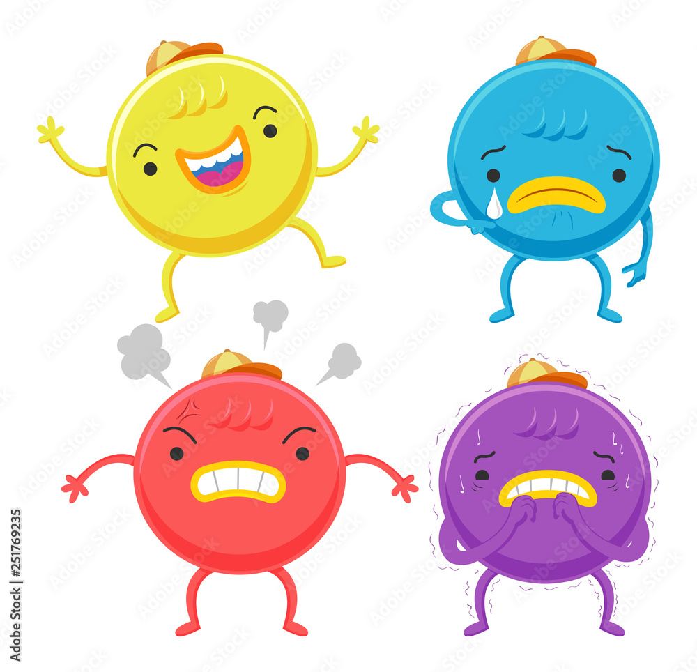Fototapeta premium Cute Monster Emotion Colors Illustration