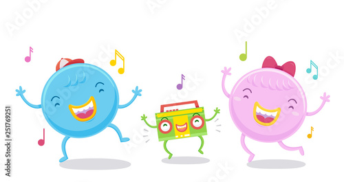 Cute Monsters Dancing Illus...