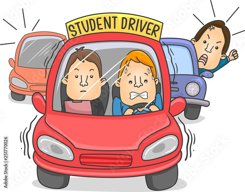 Man Car Student Driver Illu...