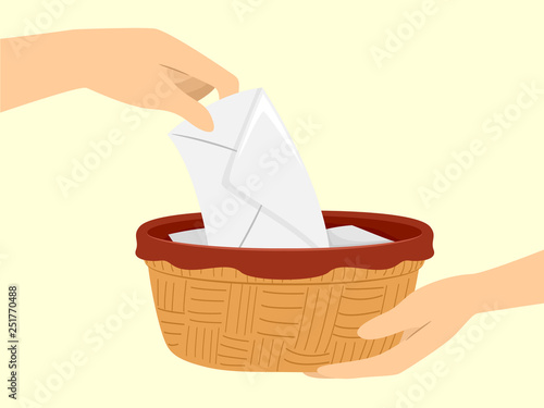 Hands Mass Collection Offering Basket Illustration