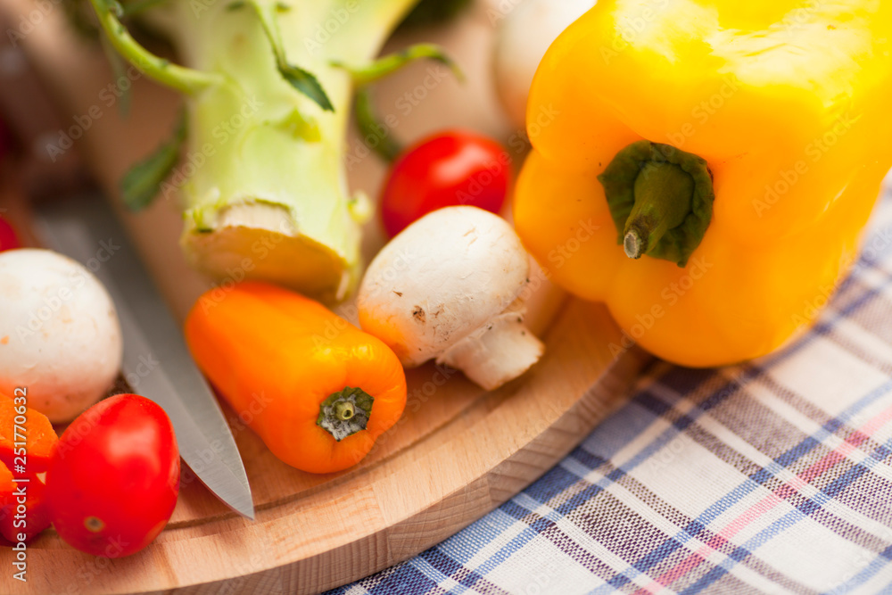 Healthy food concept. Fresh organic vegetables on the red polka-dot background. Ingredients for cooking. Close up. Top view. Healthy food concept. Fresh organic vegetables on the red polka-dot background. Ingredients for cooking. Close up. Top view.
