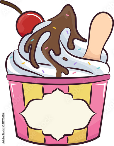 Ice Cream Sundae Illustration