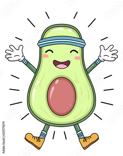 Mascot Avocado Exercise Ene...
