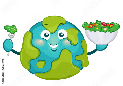Mascot Big Earth Eat Salad ...