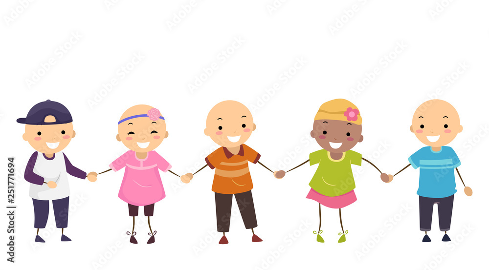 Stickman Kids Girl Boy Alopecia Illustration Stickman Kids Girl Boy Alopecia Illustration