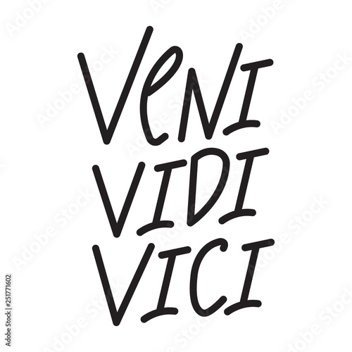 Veni, vidi, vici vector challigraphy on white backgroun. Famous Cesar quote.