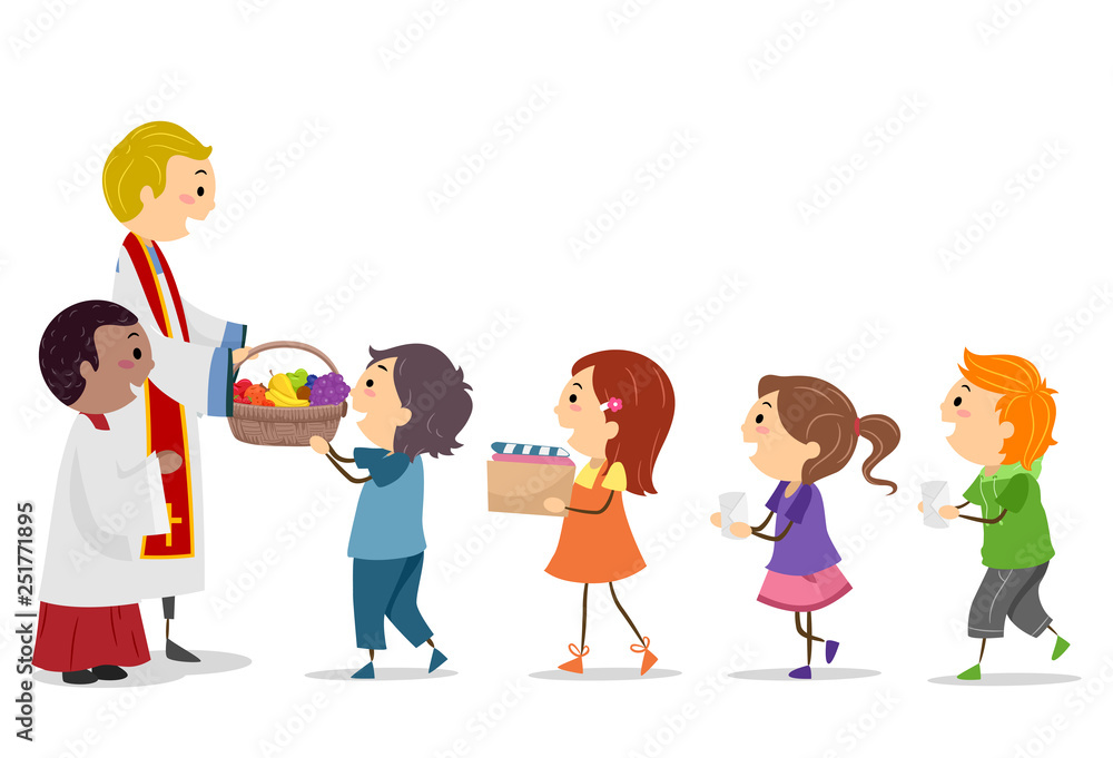 Stickman Kids Mass Offering Illustration Stock Vector Adobe Stock