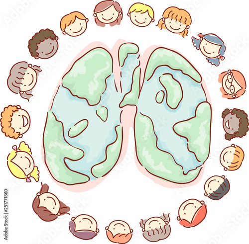 Stickman Kids Lung World Il...