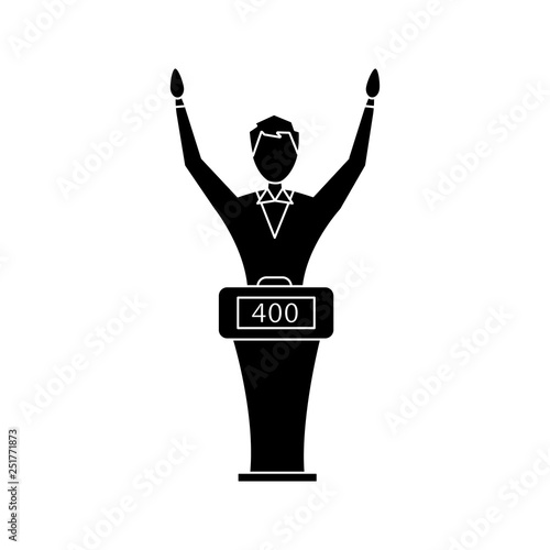 Quiz show win glyph icon
