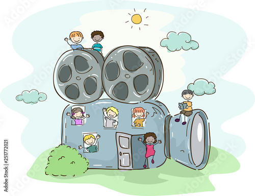 Stickman Kids Video School Illustration