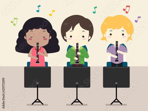 Kids Clarinet Music Class Illustration