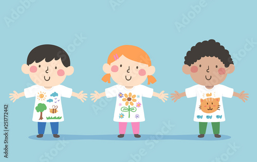Kids Wear Art Shirts Illust...