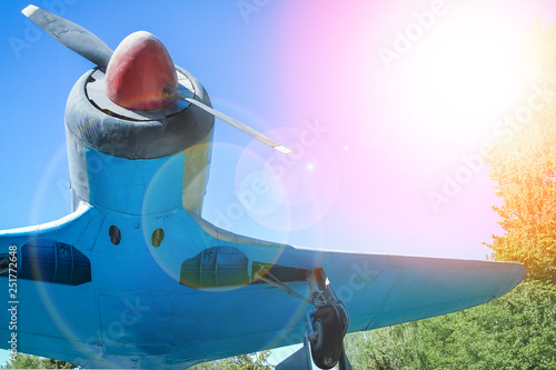 Airplane in museum on nature background photo