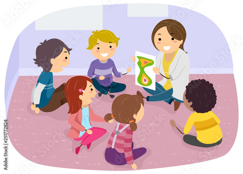 Stickman Kids Room Group Counseling Illustration