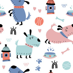 Keuken achterwand Honden patronen Kleine honden naadloos patroon  © rosypatterns