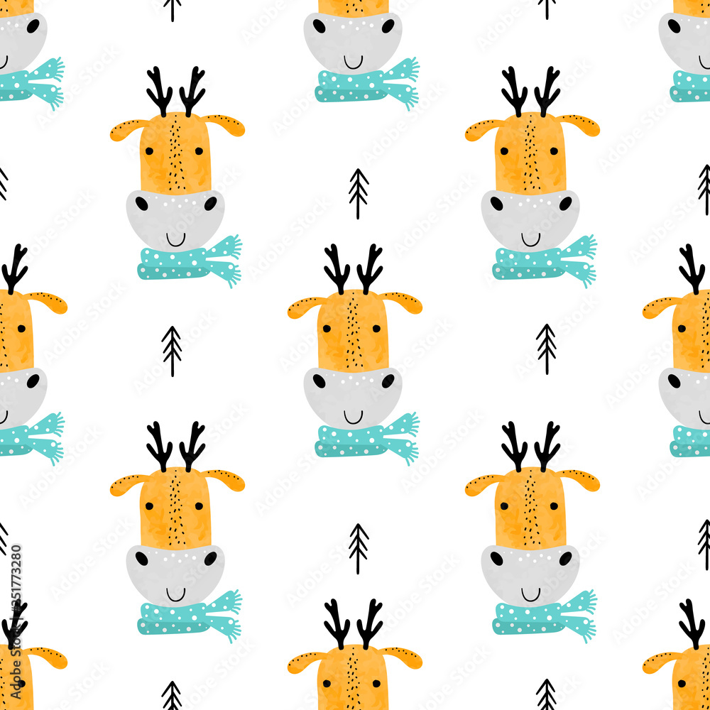 Cute seamless background with deer Cute seamless background with deer