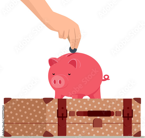 Hand Travel Save Piggy Bank...