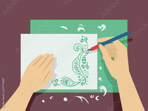 Hands Paper Cutting Illustr...