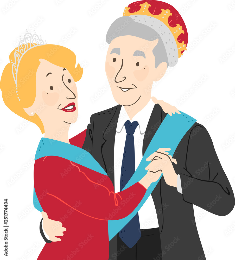 Senior Citizen Prom King Queen Illustration Stock Vector | Adobe Stock