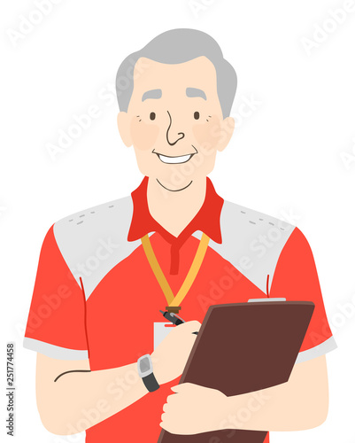 Senior Man Coach Trainer Illustration