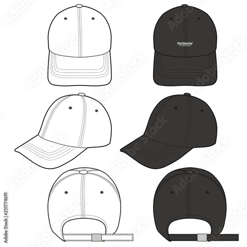 Baseball Cap fashion flat vector  illustration mockup design