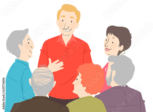 Seniors Citizen Group Talk Illustration