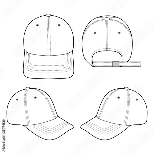 Baseball Cap fashion flat vector  illustration mockup design